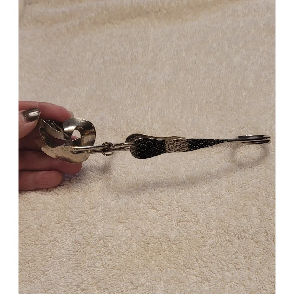 Vintage SUGAR OR ICE TONGS Diamond Plate Handles 6 1/2